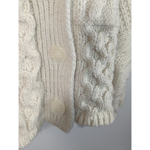 Zara Wool Blend Chunky Cream Button Down Oversized Cozy Cardigan Women's Medium - Picture 4 of 8